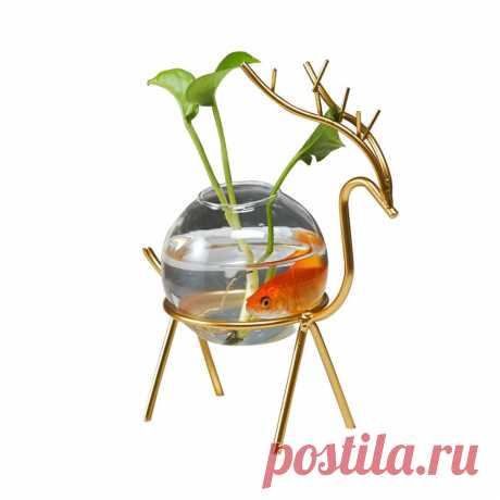 Desktop hydroponic flowerpot decoration fresh desktop small fish tank office desk living room creative plant vase decoration for home office Sale - Banggood.com