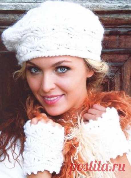 Берет и митенки крючком