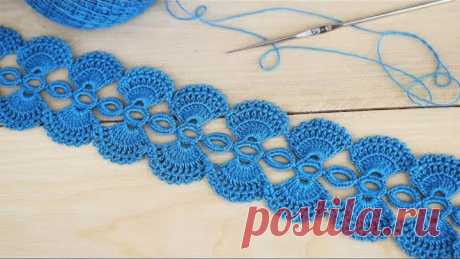 Ажурное ЛЕНТОЧНОЕ КРУЖЕВО вязание крючком мастер-класс How to Crochet Lace Tape Ribbon