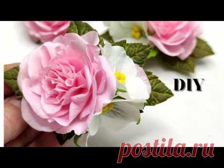 МК🌿🌺🌿Нежная Роза своими руками из ФОАМИРАНА на ЗАКОЛКЕ