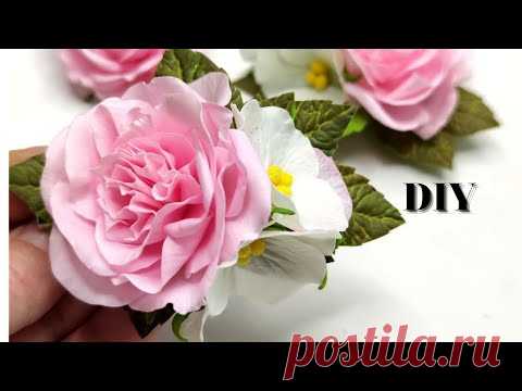 МК🌿🌺🌿Нежная Роза своими руками из ФОАМИРАНА на ЗАКОЛКЕ