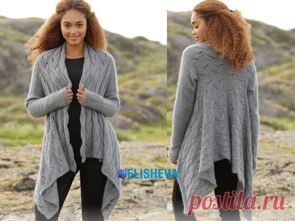 Стильный женский жакет с узорами от Drops Design вязаный спицами | Блог elisheva.ru