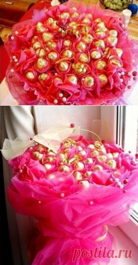 Простой букет из конфет. Мастер класс. - Nebka.Ru