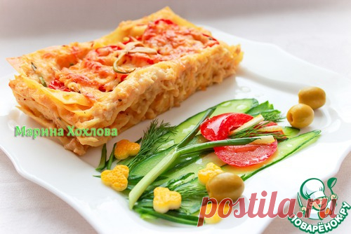 Лазанья с курицей и соусом 