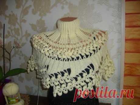 Манишка (накидка) крючком. Часть 2. Crochet Poncho, Cape.