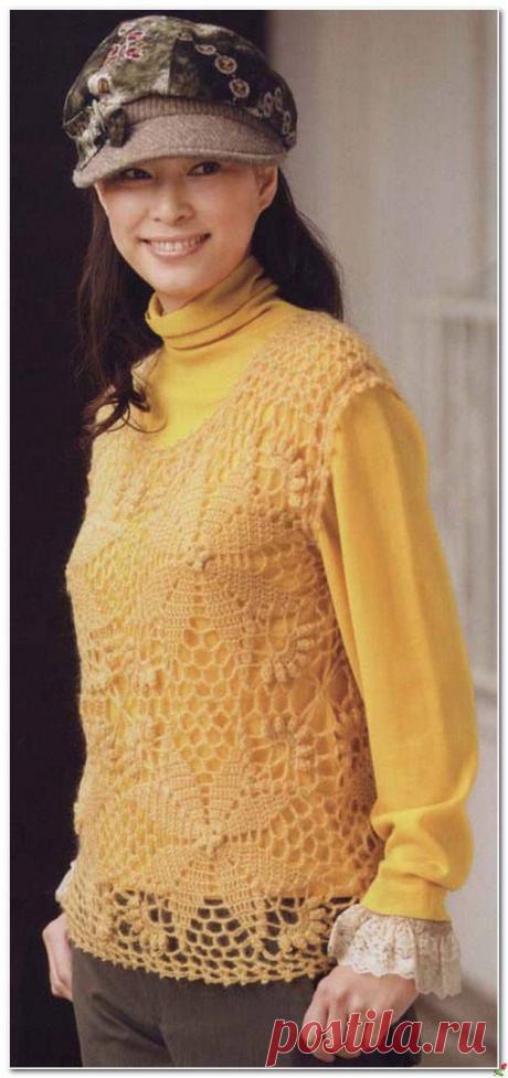 Безрукавка крючком крупными мотивами. Схемы. / Обсуждение на LiveInternet - Российский Сервис Онлайн-Дневников