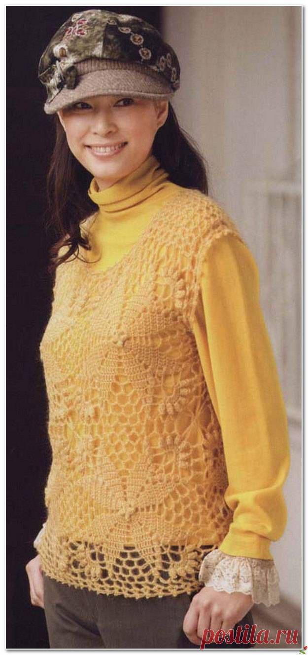 Безрукавка крючком крупными мотивами. Схемы. / Обсуждение на LiveInternet - Российский Сервис Онлайн-Дневников