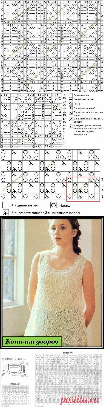 Копилка узоров / японский ажурный узор спицами | Копилка Узоров / схемы вязания | Яндекс Дзен