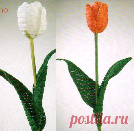 вязанные тюльпаны