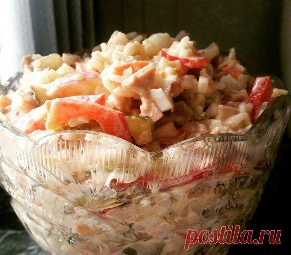 Салат с печенью трески