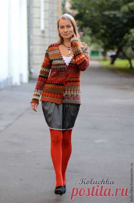 Купить Сентябрь. - орнамент, вязаная кофта, шерсть овечья, шерсть 100%, шерстяная кофта