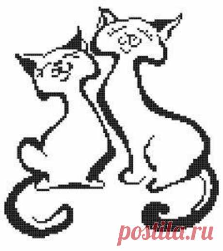 Cats In Love Silhouette, Animal Silhouette Pattern, Cross Stitch Pattern…