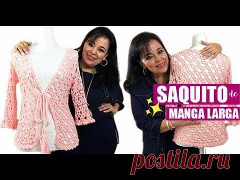 CÓMO TEJER ESTE SACO O CARDIGAN DE MANGA LARGA - FÁCIL Y RÁPIDO - YO TEJO CON LAURA CEPEDA
