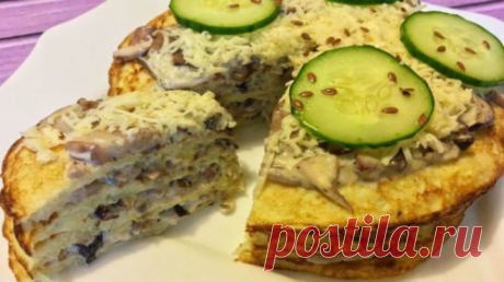 Кабачковый торт с грибами и сыром. Мегавкусно и полезно Кабачковый торт с грибами и сыром мегавкусно и полезно! Ведь, кабачки идеально подходят для диетического питания людей склонных к полноте или желающих похудеть, поскольку калорийность кабачков составляет всего 20-30 килокалорий...