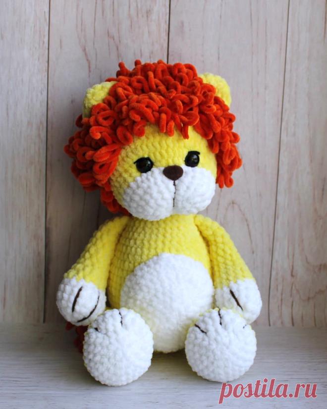 PDF Львёнок крючком. FREE crochet pattern; Аmigurumi animal patterns. Амигуруми схемы и описания на русском. Вязаные игрушки и поделки своими руками #amimore - плюшевый лев, большой львёнок из плюшевой пряжи.