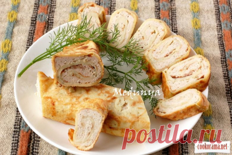 Млинці з м'ясною начинкою запечені / Другі страви / Кукорама — смачні рецепти!