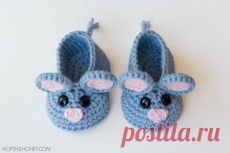 Вязаные крючком пинетки «Мышки»