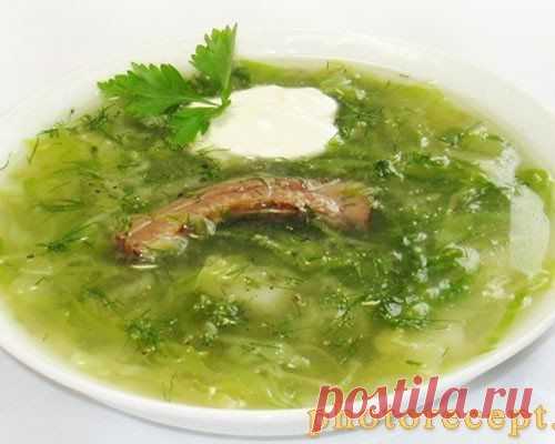 Щи без обжарки на ребрышках со свежей капустой