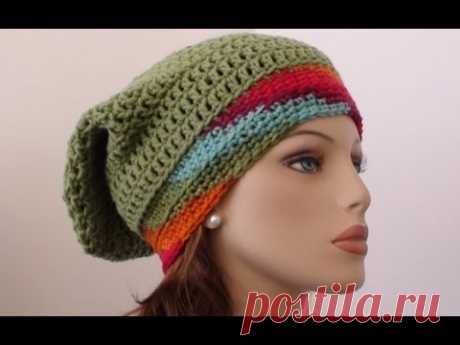 Fruit Salad Crochet Slouchy Beanie - Crochet Slouchy Beanie