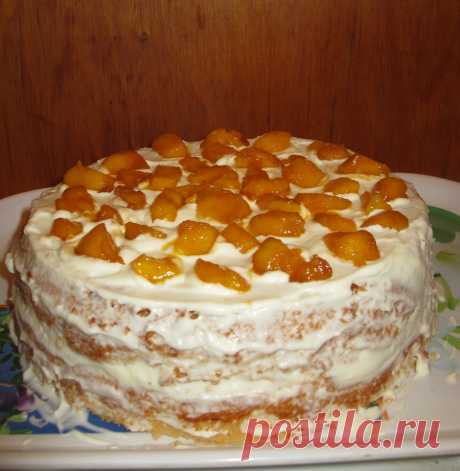 Вкуснейший быстрый торт со свежими персиками