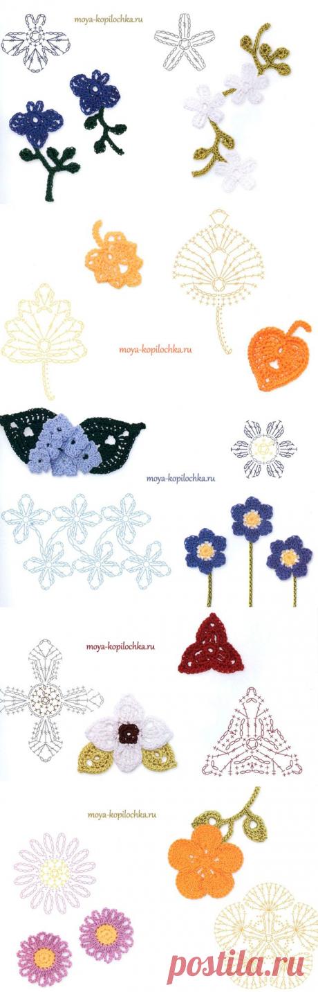 Вязаные цветы. 100 цветочных мотивов для вязания крючком со схемами | Подружки