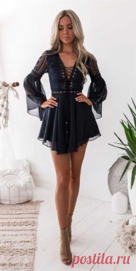 cute bell sleeves short homecoming dresses, little black lace dress for teens, mini summer skirts,back to school dress