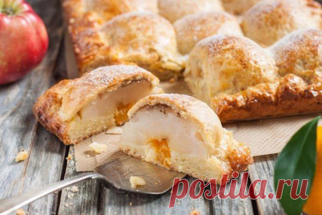 Пирог из творожного теста с яблоками Хозяйка.ru