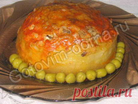 Рецепт: Кабачки, фаршированные грибами и рисом