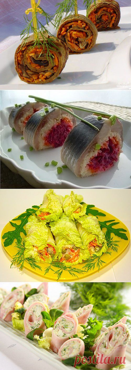 Самые вкусные закуски: рулетики с разными начинками / Простые рецепты
