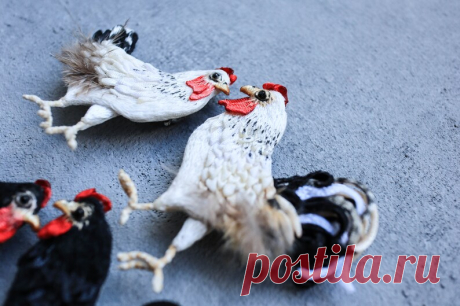 Broche de gallo blanco realista bordado a mano - Etsy Chile