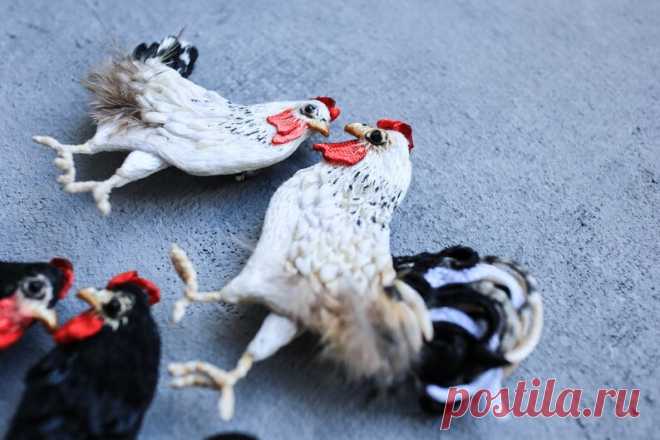 Broche de gallo blanco realista bordado a mano - Etsy Chile
