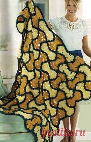 Плед из необычных мотивов крючком. Схемы. / laduska.ru