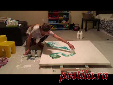 48" x 48" Large Acrylic Dirty Pour video #3