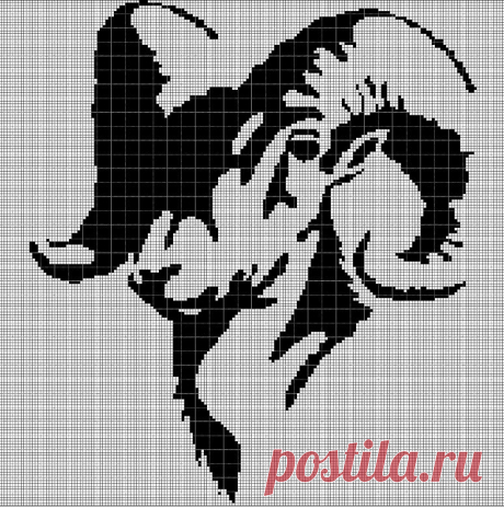 Схема вышивки крестом Силуэт головы Овна в pdf