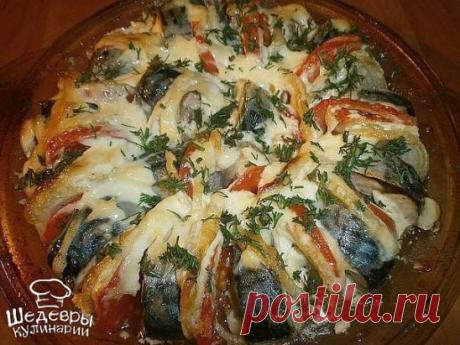Скумбрия, запеченная с овощами