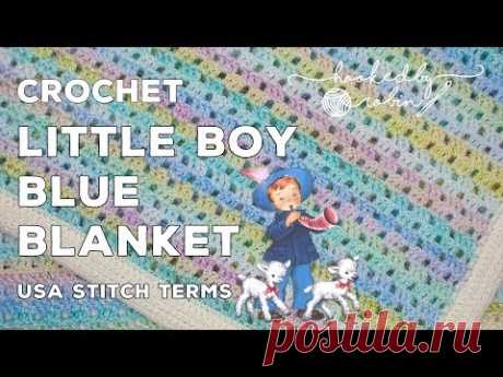 Crochet Little Boy Blue Vintage Baby Blanket | Easy Filet Pattern | Great for Beginners (& Fast!)