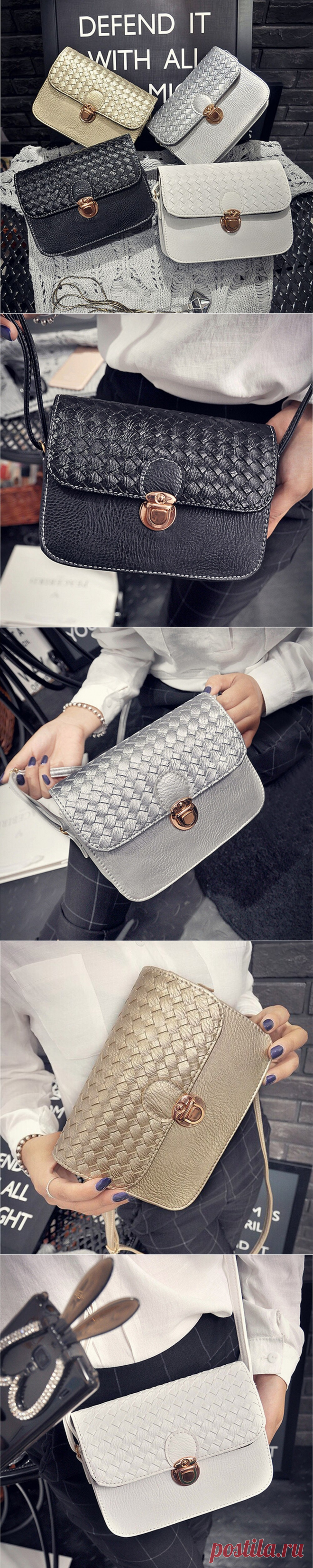 Наполовину плетеная женская сумка-кроссбоди с металлическим оттенком - Сумки, кошельки, косметички / СЮРПРАЙЗ