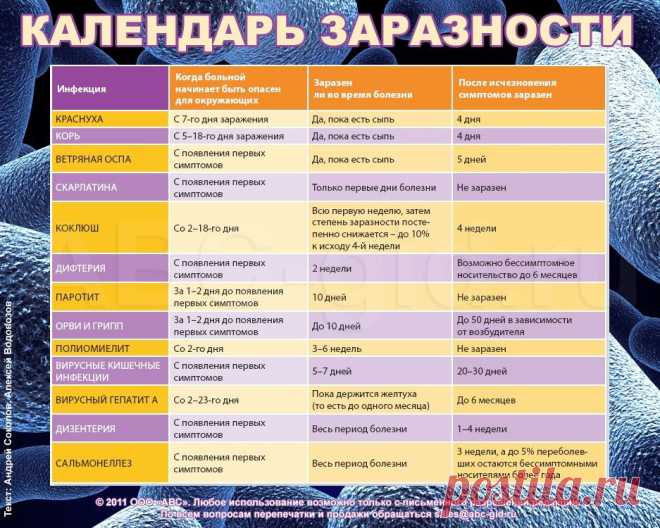 Календарь заразности. (это НАДО знать!) - Советы от доктора - Женский Мир