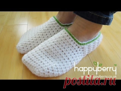 (crochet) How To - Crochet Simple Adult Slippers for Men or Women