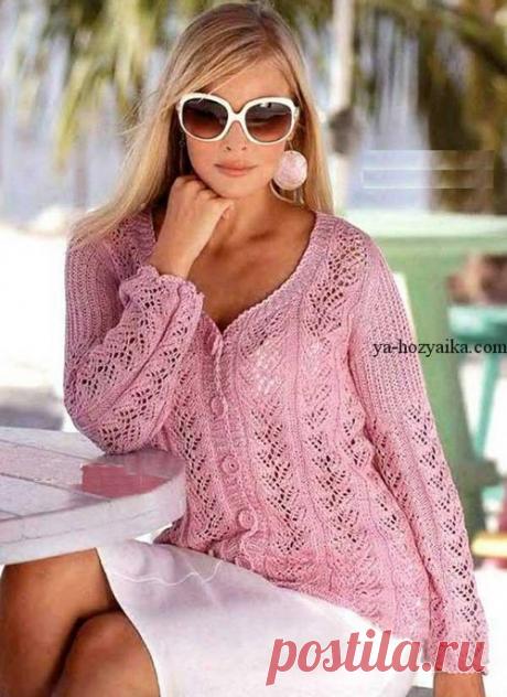 Жакет спицами ажурными узорами. Схема вязания кофты спицами Сиреневый жакет спицами ажурными узорами. Схема вязания кофты спицами