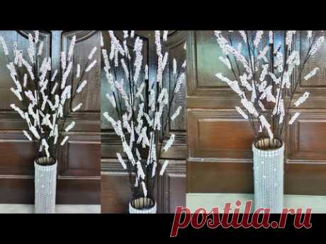 DIY Room Decor! Easy and cheap to make Flowers from Foam Beads and Flower vases from Paper Tubes