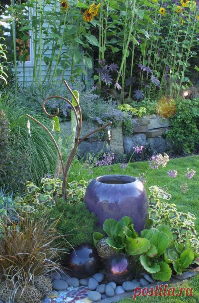 Shade garden - I really like the stone edging! | jardin | Затененный Сад, Оттенки и Отделка Камнем Края Клумбы