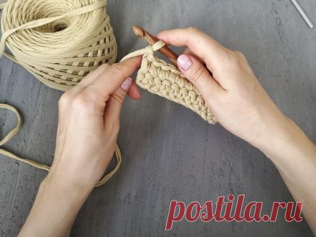 КАК НАУЧИТЬСЯ ВЯЗАТЬ КРЮЧКОМ ИЗ ТРИКОТАЖНОЙ ПРЯЖИ с 0 | МК GLEBBA ковры, корзины крючком | Яндекс Дзен