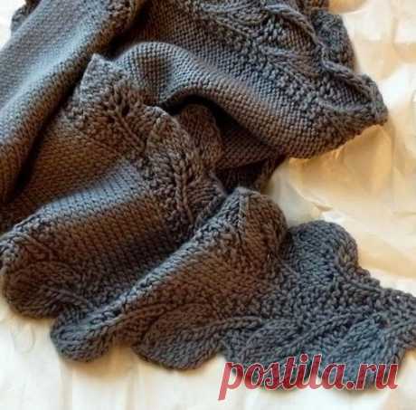 Кайма с листьями - описание вязания спицами