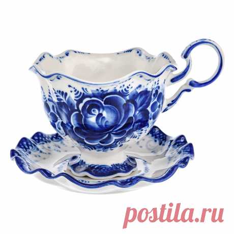 Чайная пара “Снежинка”. Гжель, арт. 8262598 — 3000 руб. купить в каталоге интернет-магазина Лавка Подарков в Москве