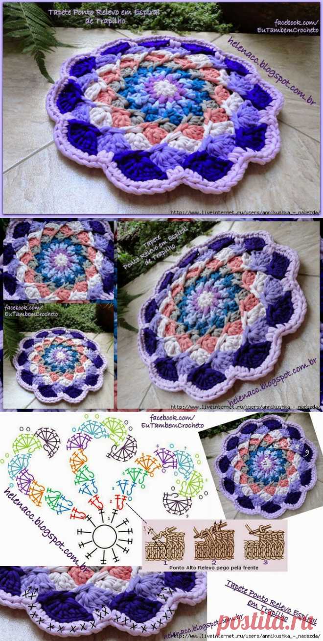 Коврик из ткани - цветная спираль