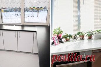 Функциональное использование подоконника на маленькой кухне
