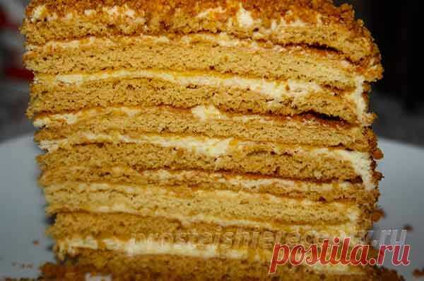 Вкусный торт Медовик со сметанным кремом и шоколадом