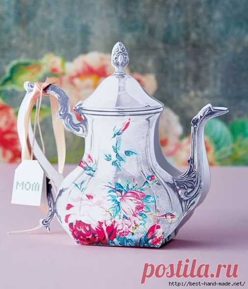 Подарочный чайник для любителей чая:) Идея и шаблон от Dailyfix.