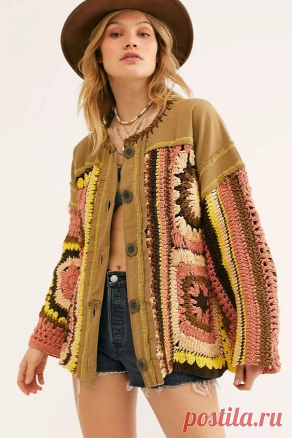 Стильные модели одежды в технике «бабушкин квадрат»